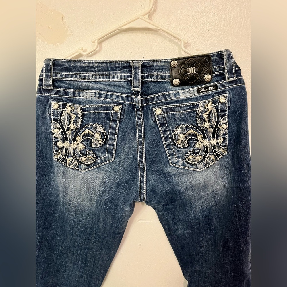 Miss Me Women's Blue Jeans with Silver Embellishments